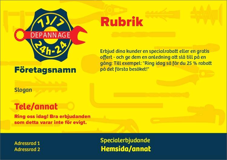 A5-flyers - Gula - 24 Timmar - Bygg & Anläggning