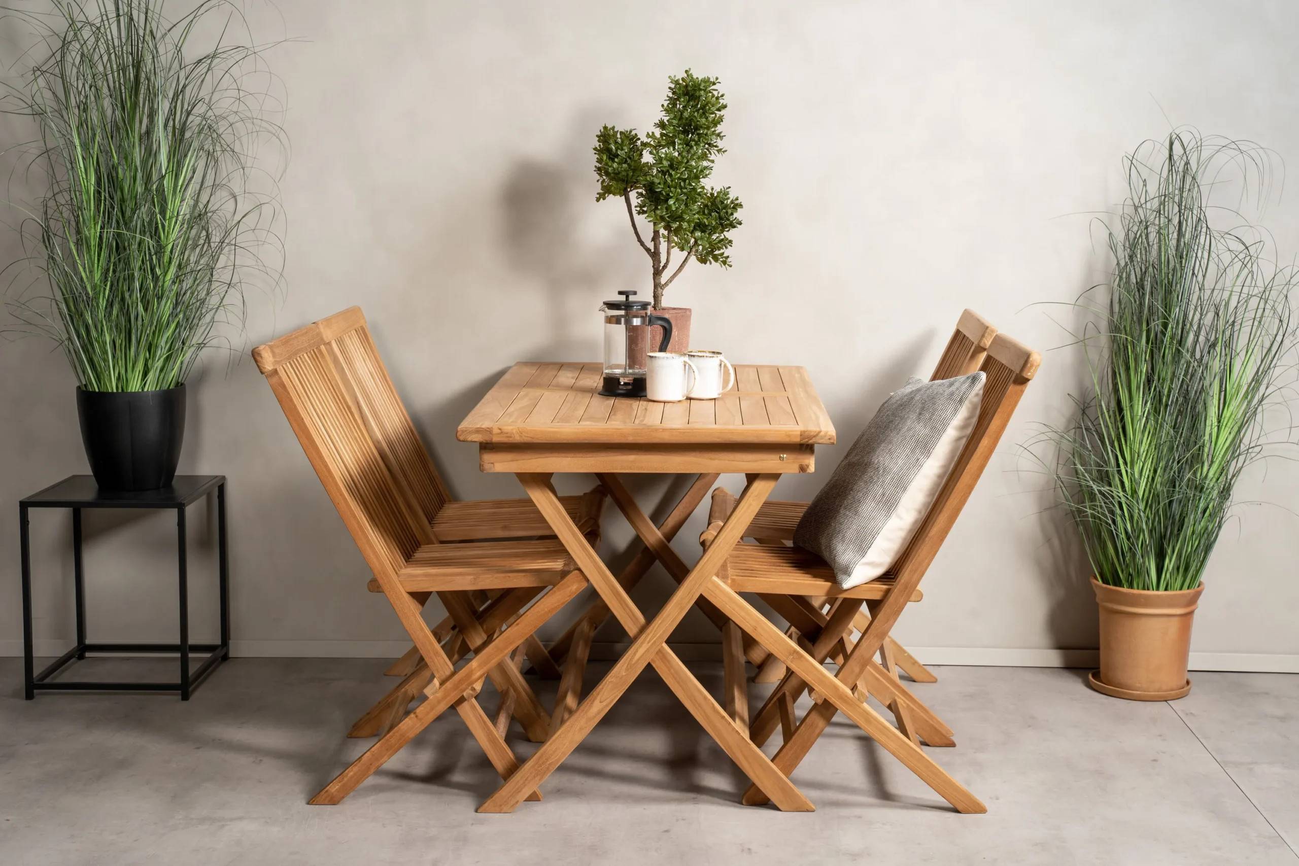 Kenya Rektangulär Matgrupp - Kenya Dining Bord 120*70*H75 – Teak+Kenya fällstol w/o armstöd – Teak_4 - Matgrupper utomhus - natur