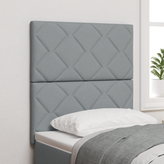 vidaXL Sengegavl Argyle med hovedgærde Lysegrå 80 cm Polyester, Træ