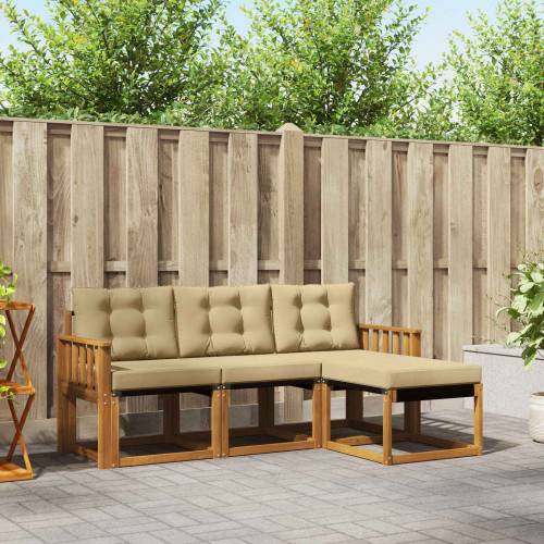 Utomhussoffset med kudde 4 pcs Naturlig och Beige