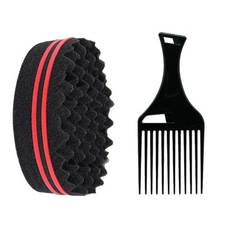 Hårborste Svamp Barber Oval Dubbelsidig Magic Twist Hårborste Andningsbar Permanent Stylingborste Salong Lockborste För Hårstyling, Hårverktyg, Hårpro - Multifärgad (Röd svamp + kam,Kamma,Röd svamp)