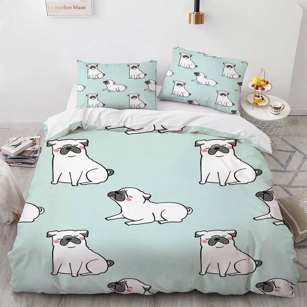 Corgi Hund Kung Drottning Påslakan Gul Tecknad Valp Sängkläder Set för Barn Pojkar Flickor Kawaii Husdjur Djur Rosa 2/3 st Täcke 70x133cm 2pcs