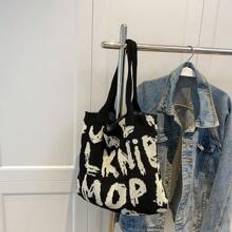 Mode kontrastfärg Ombre Bear Head Leopard Print Casual Shopping Tote Bag - Svart och Vitt (En-Storlek)