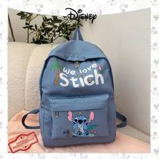 Back To School 1 Pc Officially Licensed |Stitch Pattern Backpack Large Capacity School Bag With Laptop Compartment | Casual Daypack | Sports Bag | Car - Blue