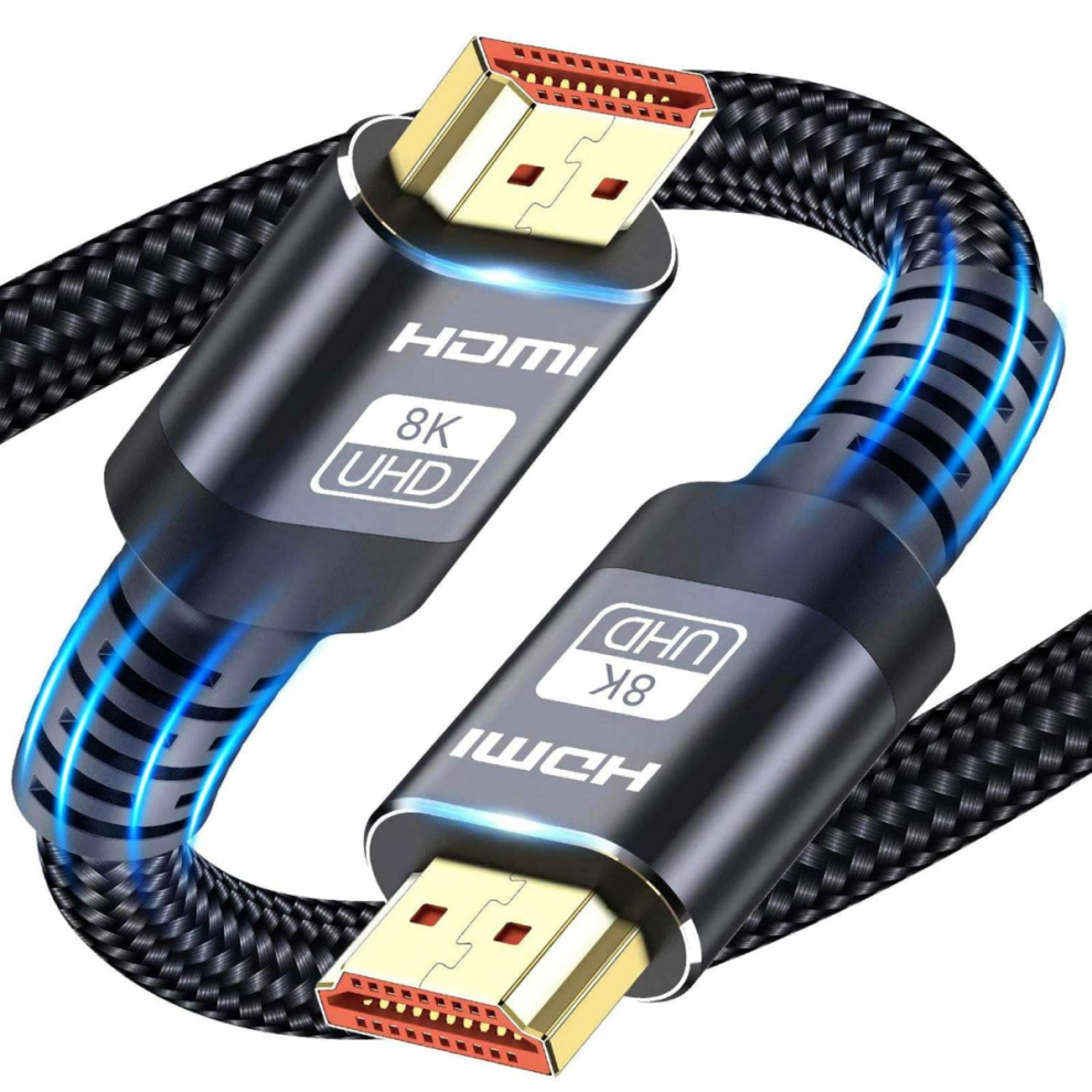 (1M) HDMI 2.1 48 Gbps 8K Ultra High Speed Flätad Kabel, 4K@120Hz, 8K@60Hz, HDCP 2.2 och 2.3, HDR 10