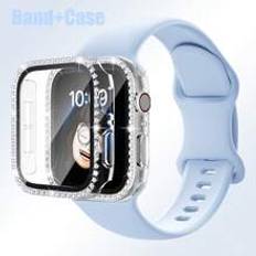 Combination Of 2 Items: Apple Watch Band+Apple Watch Case For Both Men And Women. The Band Is Sporty, Soft, Sweatproof, With A Press-Fit Buckle And Made Of Silicone. The Case Is A Screen Protector, Made Of PC And Tempered Glass, That Is Shock-Resistant, Scratch-Resistant, And Waterproof. It Compatible With Apple Watch 40/41/44/45/49MM. The Set Is Comfortable And Convenient For Protecting Your Apple Watch Series Ultra/9/8/7/6/5/SE/4 With Style.Apple Watch Strap+Apple Watch Case