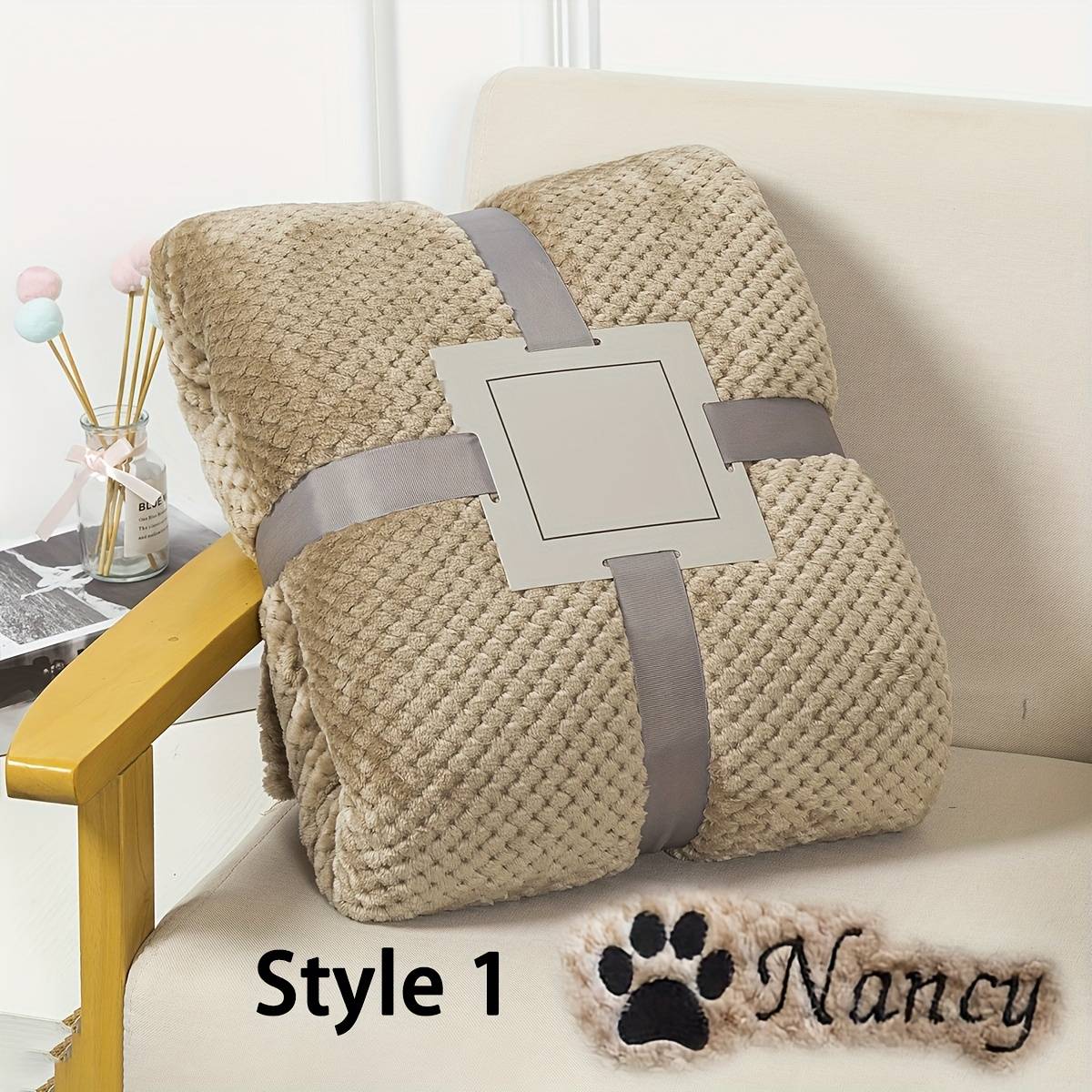 Custom Embroidered Pet Blanket, Personalized Nest Blanket, Plaid Throw Blanket, Suitable For Small Dogs And Cats, Decor, Dog Pet Bed