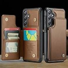 Blockerande PU-läderfodral för Samsung Galaxy S23 Ultra S22 S21 FE S20 FE Note 20 Ultra 10 Plus A52 A23 A24 Plånbokskortsfodral, brunt, för Samsung S22