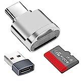 Seminer TF-kortläsare, Micro SD-kortläsare, TF-minneskortläsaradapter typ C med USB C till USB-adapter kompatibel med bärbara datorer, MacBook, Samsung (silver)