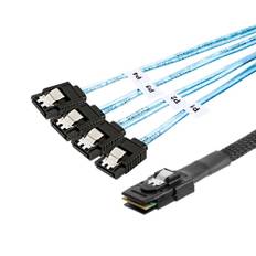 Mini SAS SFF-8087 till 4 SATA hårddiskkabel Serverdatakabel med 12 Gbps överföringshastighet 0.5M svart