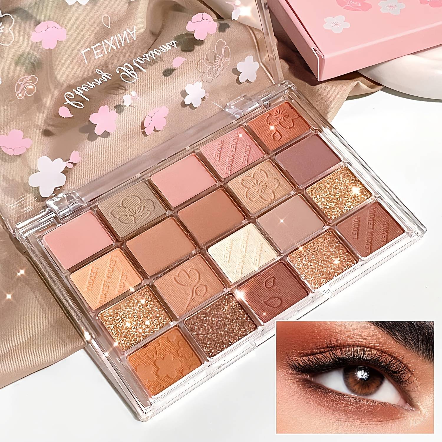 20-shade Eyeshadow Palette, Featuring Shimmery And Matte Contour Shades In Pink, Beige, And . Long-lasting, With Highlighting Effects, Perfect For Travel.