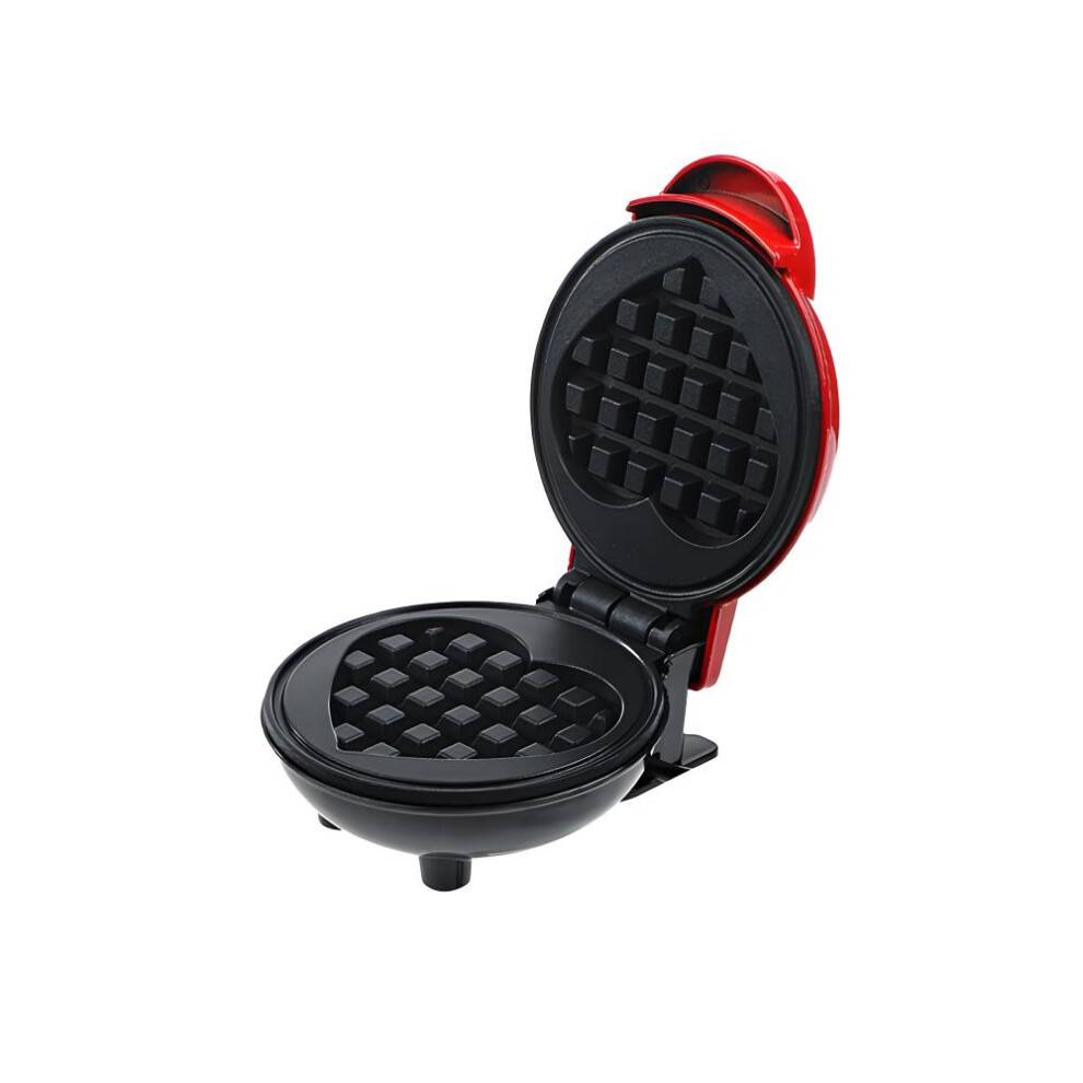 Let at rengøre mini vaffeljern med hjerteformet non-stick bakke, 350W elektrisk morgenmadsmaskine til vafler, æg, pandekager, automatisk