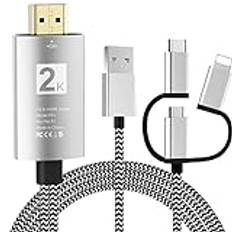 Ozvavzk Phone till HDMI-kabel 3 i 1 Adapter Multiport Type C Micro USB MHL 2K-kontakt för Android Huawei Samsung Xiaomi Smartphone Mobiltelefon till TV Monitor Projektor