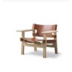 Fredericia Furniture 2226 Den Spanske Stol af Børge Mogensen SH: 33 cm - Cognac Læder/Sæbebehandlet Eg