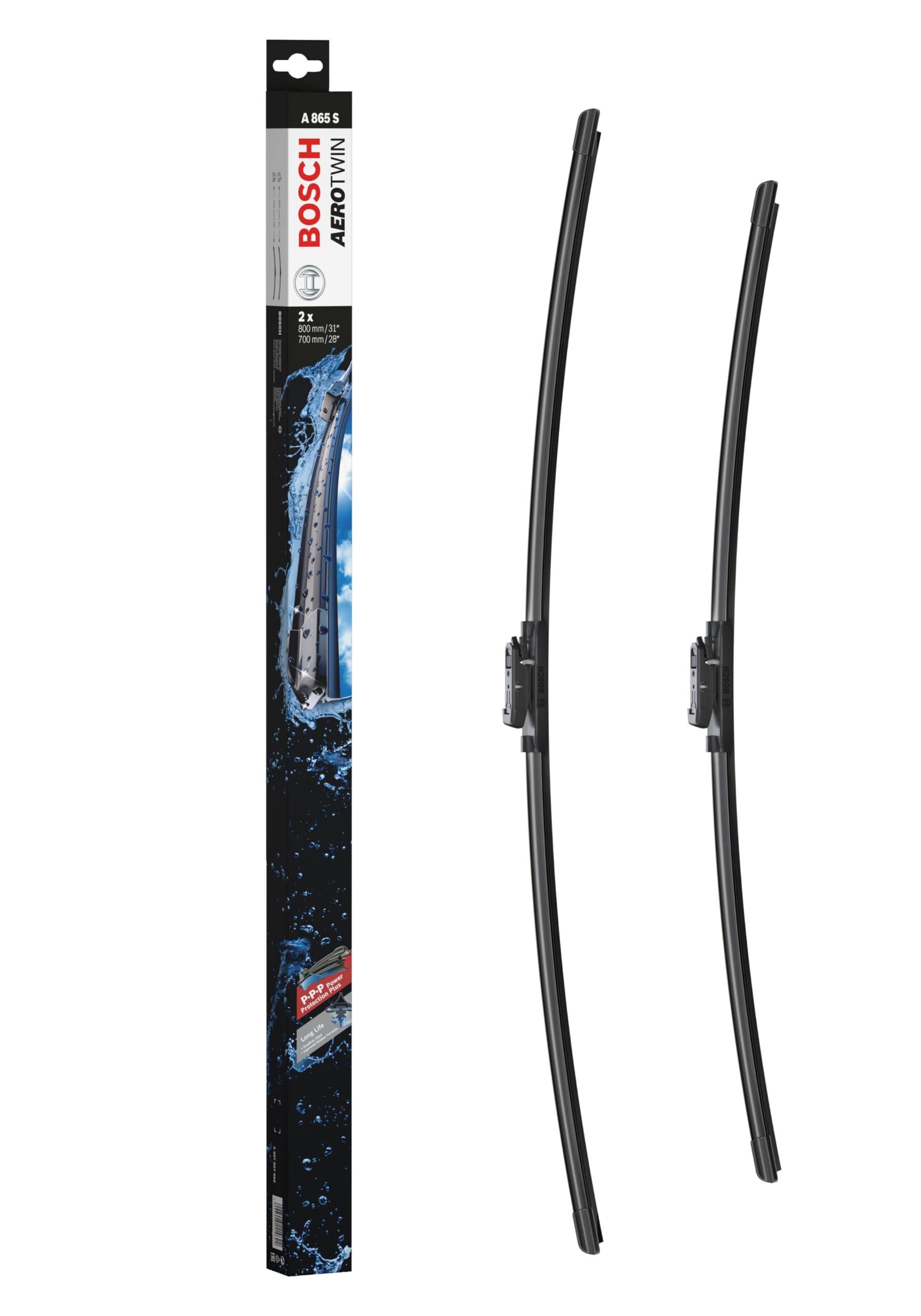 BOSCH A865S Flat Wiper Blades for Imported AeroTwin Vehicles, 800/700mm,