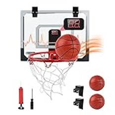 Coriver Mini basketkorg inomhus barn, 40 x 30 cm basketkorg med elektronisk resultattavla och ljud, basketkorg rum med 3 bollar, basketbakbrädor, sport spel set för barn