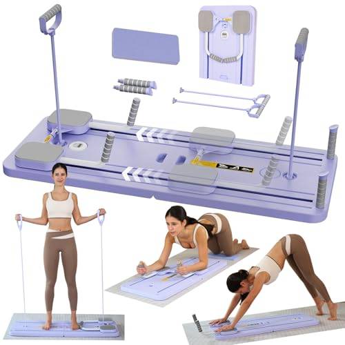 EFGETD Pilates-bräda, uppgraderat träningsredskap för hemmet, multifunktionell, med automatiskt tillbakarörelse, maghjul, träningsbräda, helkroppsträningsutrustning