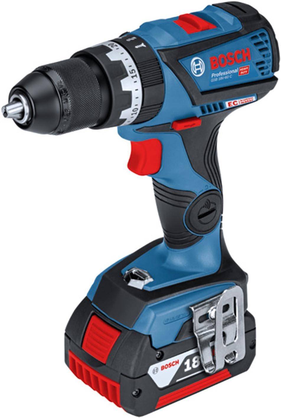 Bosch Professional 18V Cordless Vibrating Driver Drill Carrying Case (2 5.0Ah, Charger, Included) GSB18V-60C blå