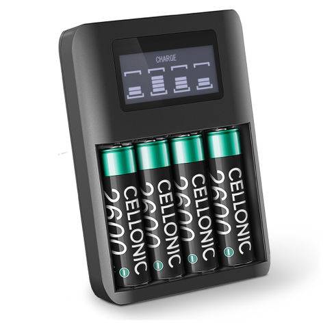 4x Batteri till Pentax K100D, K100D Super; K200D; K110D; Optio 33L AA (2600mAh, 1.2V) + Laddare från subtel