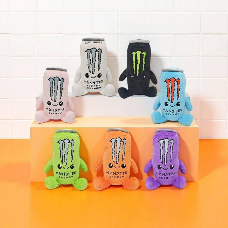 New Cute Multi Color Monster Energy Drink Can Plush Toy Soft Stuffed Cartoon Beverage Can Doll Cute Home Decoration Gift for Kids and Plush Collectors