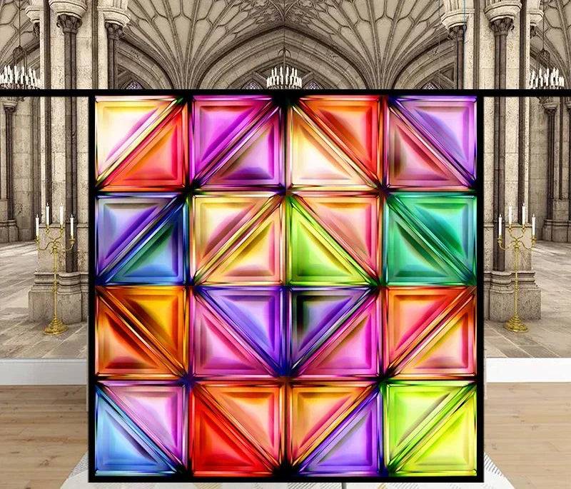 Fönsterfilm färgstarkt geometriskt blyinfattat glas - 40x60cm