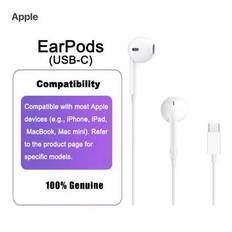 EarPods (USB-C) trådbundna hörlurar – Apple-kompatibla hörlurar för iPhone/iPad/Mac USB-C - Vitt (En-Storlek)