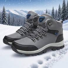 Couple's Hiking Boots, Outdoor Sports Warm High-Top Shoes For Men/Women, Autumn/Winter, PU Waterproof Snowboots, Trekking Boots, Outdoor Camping Hikin - Grey - Multi-size