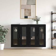 Väggmonterade Skåp med hylla 2 pcs Svart ek 69.5 x 34 x 90 cm