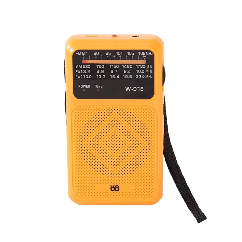 W918 Nødradio med overlevelsessignal, bærbar radio med FM/AM/SW-bånd, lille fuldbånds lommelygte, orange