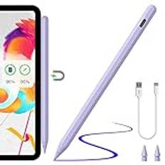 Stylus Penna för iPad, Apple Pencil med Trådlös Laddningsfunktion och Palmrejektion, ipad Pencil för iPad Pro 12.9" 3/4/5/6, iPad Pro 11" 1/2/3/4, iPad 6/7/8/9/10, Mini 5/6, Air 3/4/5 (Lila)