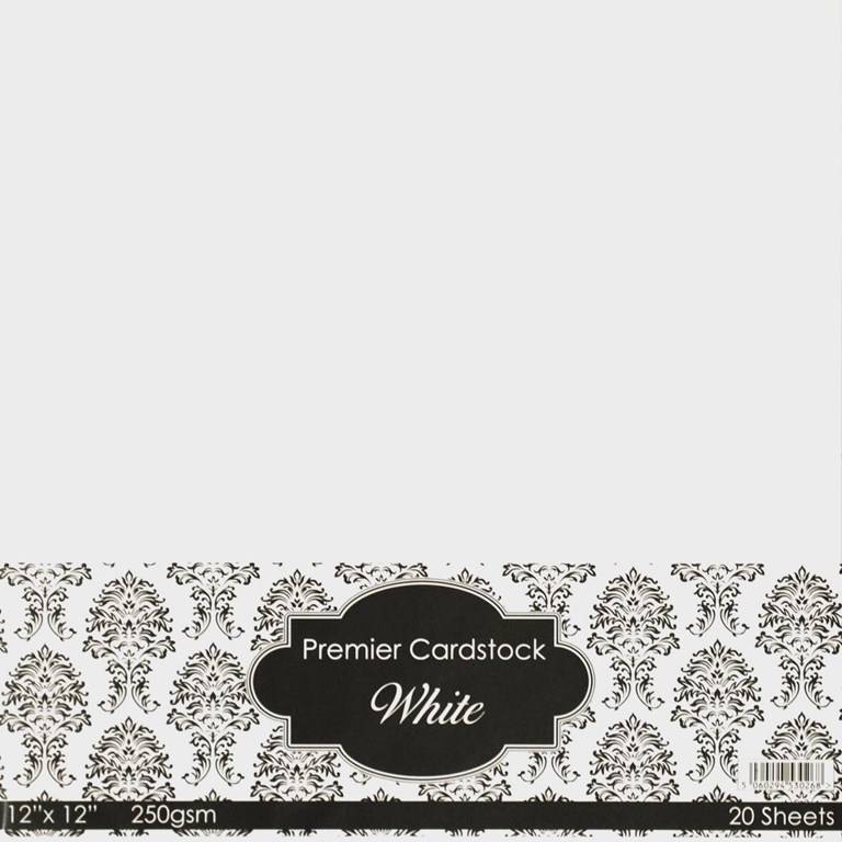 Slät Cardstock - 30x30cm - Vit - 20st - 250gsm