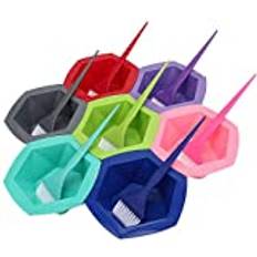 Hair Dye Kit, Hair Color Brush Mixing Bowl Set, 7-Set Colorful Barber Hair Dye Accessory Tools, Rainbow Hair Color Mixing Bowl Brushes for Salon Home Use (Set)