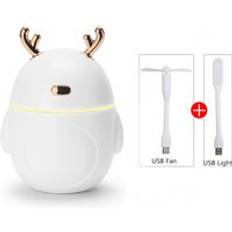 H&#xE4;rlig hjort luftfuktare usb ultraljud cool dim maker maker fogger led ljus 3 in 1 mini arom diffusor eterisk olja humificador - Vit 3 in 1