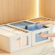 Large Canvas Storage Box With Clear Window (Includes Covered And Uncovered Styles) Foldable Clothes Organizer , Family Moisture Resistant Closet Organ - Multicolor - Multi-size