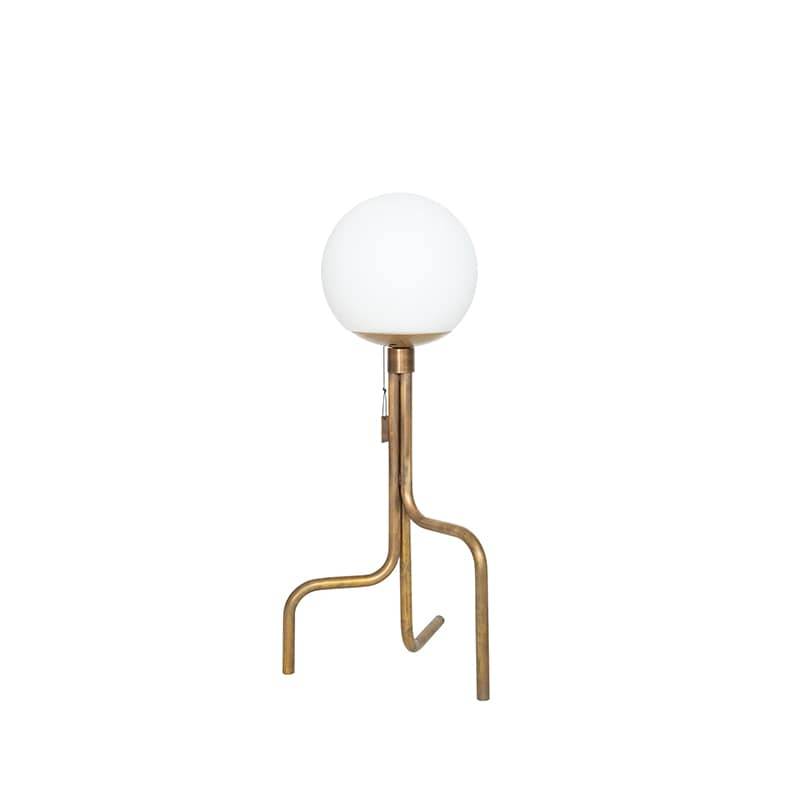 Konsthantverk Strapatz glob bordslampa råmässing/matt opalglas