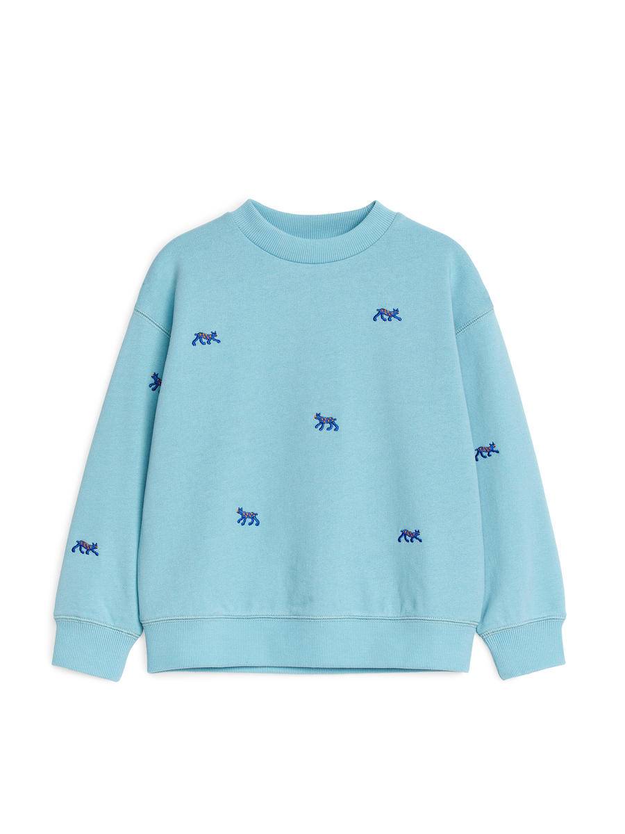 ARKET Sweatshirt Med Brodyr -Turkos, 86/92