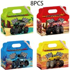 TEMU 4/8/12/24/32pcs Truck Party Favor Treat Boxes, Car Party Favor Candy Treat Present Boxes For Monster Truck Car Theme Birthday Baby Shower Party Supplies Decoration