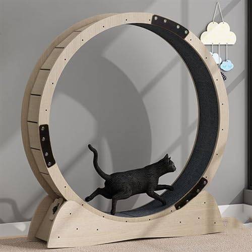Cat Exercise Wheel Cat Wheel Löpband, Tysta Katthjul för Inomhuskatter, Liten/Stor Katt Som Springer Hjul Leksak, Naturligt massivt trähjul för katt (Size : Diameter 85cm)