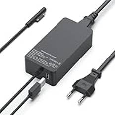 Surface Charger, 44W 15V 2,58A Power Supply AC Adapter Charger för Microsoft Surface Pro 3/4/5/6/7, Surface Laptop 3/2/1, Surface Go/Book, med 6 ft Power Cord