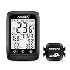 COOSPO BC107 GPS Cykeldator Ant+/ BLE5.0, trådlös cykeldator IP67 vattentät 2,4 tum bakgrundsbelyst Autonomi Display