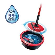 Vileda Spin and Clean Floor Mop, Black, Red, 34 x 37 x 17 cm