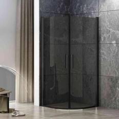 Duschhörna halvrund Imber II Svart/Rökfärgat glas 80X80