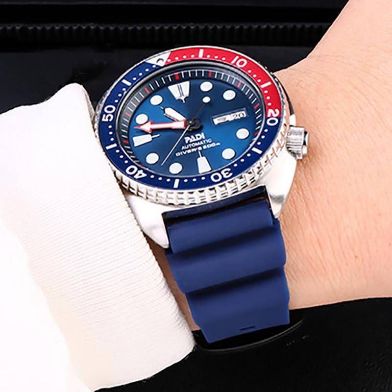 22mm Dykargummiband för Seiko Klocka SKX007 PROSPEX SRP777J1 Nr 5 Vattenspöke Abalone Herr Sport Silikon Klockarmband Armband gray