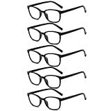 Suertree Läsglasögon herr 5-pack synhjälp gångjärn ögonutseende glasögon läshjälp kvinnor svart bekväm läsare + 4,0