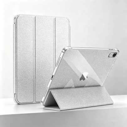 Transparent tri-fold skyddsfodral med stjärnglimmer, kompatibelt med iPad 10:e generation 10,9 tum och 11:e generation (A16), auto sleep/wake, enfärga - Silver (iPad (A16) 11 inch 11th Generation 2025)