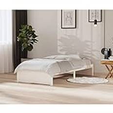 Tidyard Massivt trä vit säng 90 x 200 cm, modern enkelsängstomme, träsäng, sängram för säng, enkelsäng, dubbelsäng