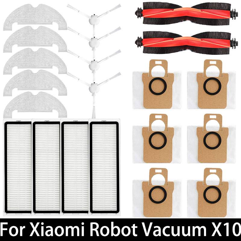 For Xiaomi Robot Vacuum X10 Robot Vacuum Cleaner Parts Replacement Main Side Brush Hepa Filter Mop Cloth Dust Bag Accessories