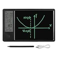 Elektronisk Digital Planner Tablettkalender, Elektronisk Skrivbordskalender med Raderbar LCD-skrivplatta, Digital Klocka Datumvisning Skrivbordskalender för Hemmakontor (Svart)