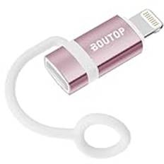 BOUTOP 2023 [Apple MFi-certifierad] 36 W USB C till Lightning-adapter för snabb laddning, kompatibel med iPhone, iPad, iPod – [1 st, rosa)