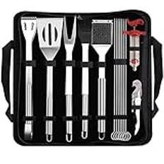 13 PCS BBQ Grill Tools Set,Complete Grilling Accessories in Portable Bag,Stainless Steel Barbecue Accessory Kit with Meat Injector,for Men Women Camping Backyard Barbecue